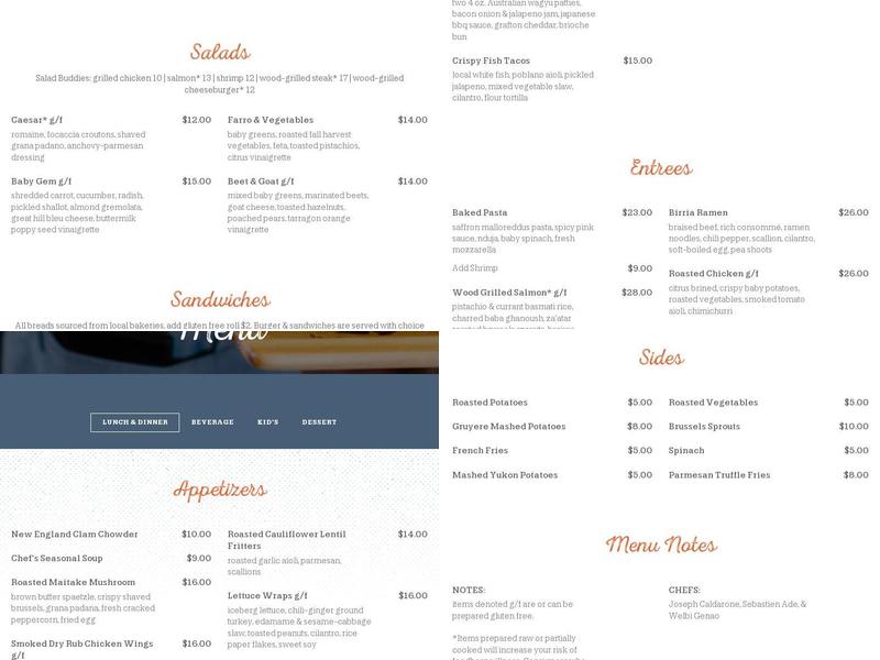 Iron Works Menu