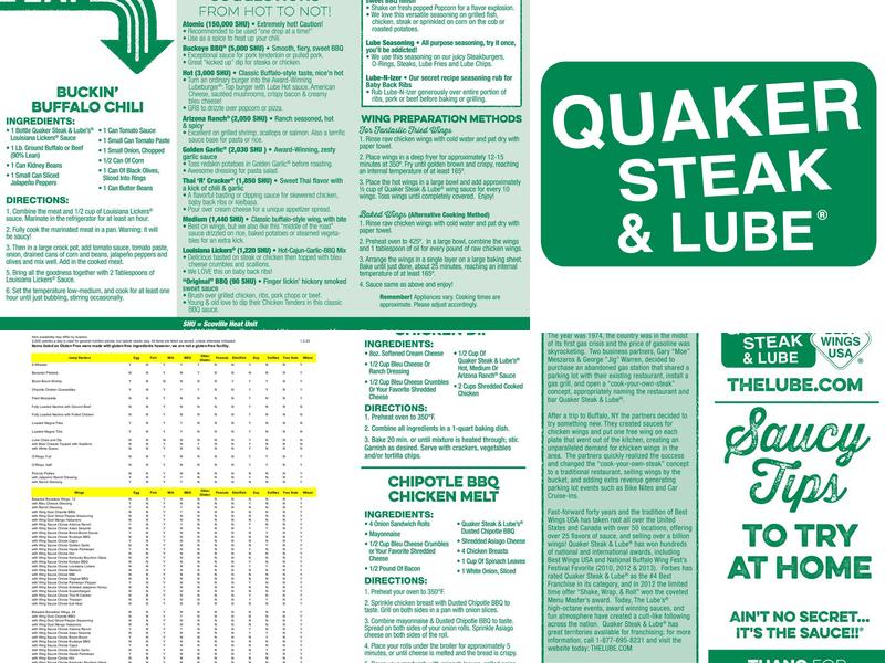 Quaker Steak & Lube Menu
