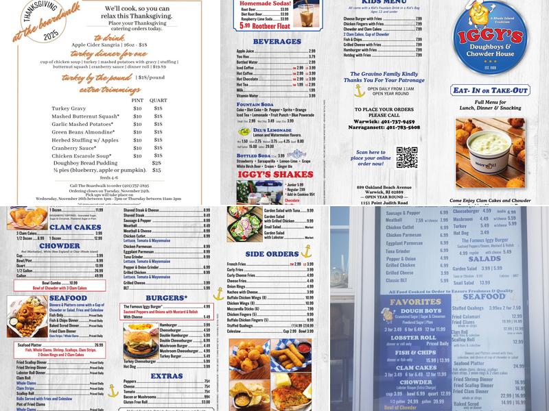 Iggy's Doughboys & Chowder House Menu