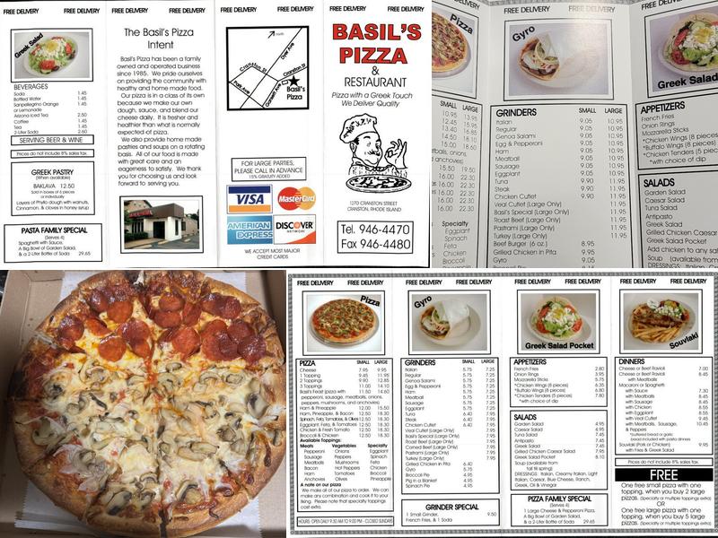 Basil's Pizza Menu