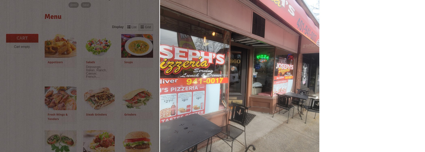 Joseph’s Pizzeria Menu