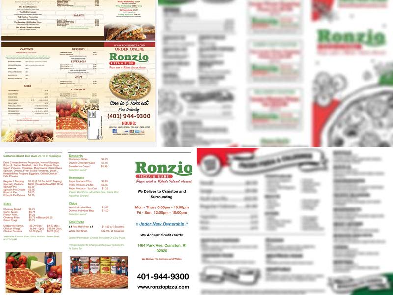 Ronzio Pizza & Subs Menu