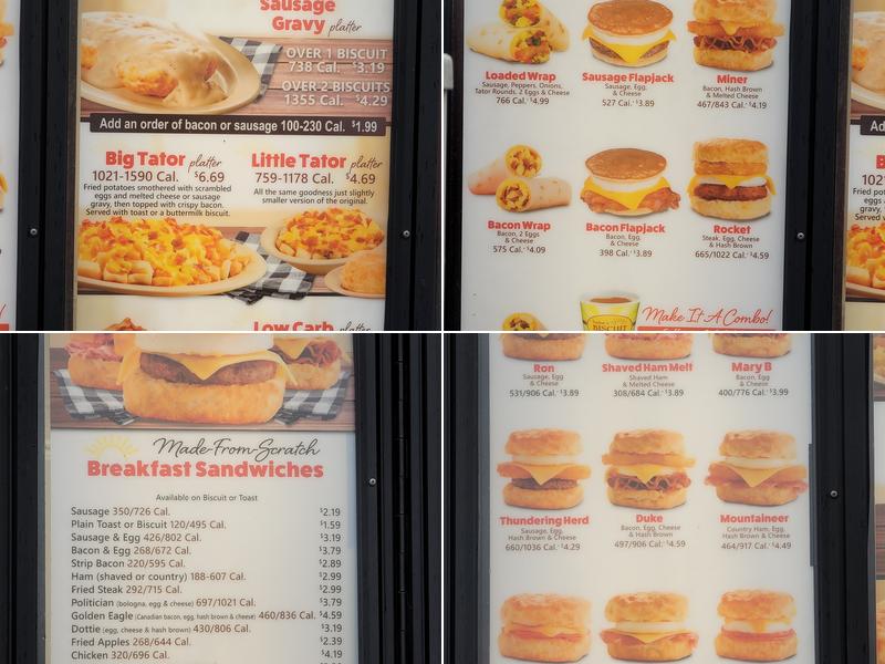 Tudor's Biscuit World Menu