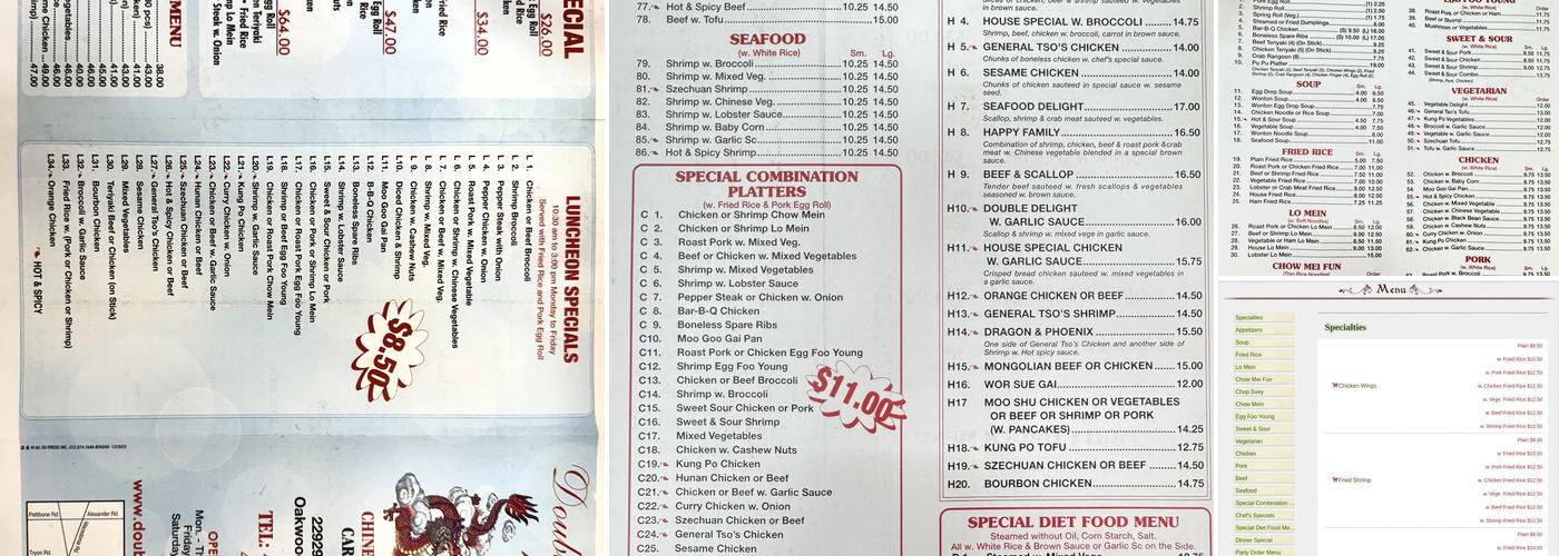 Double Dragon Chinese Restaurant Menu