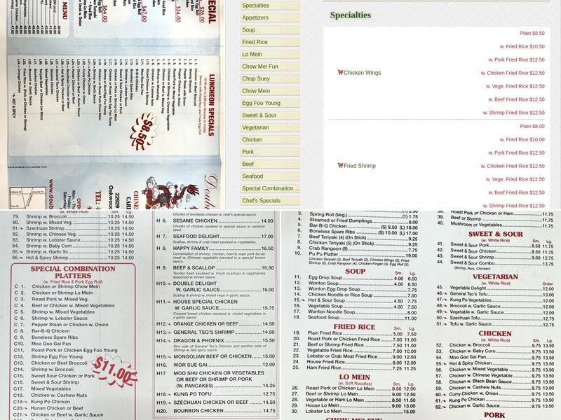 Double Dragon Chinese Restaurant Menu