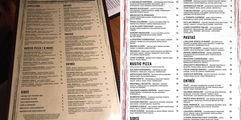 Tuscan Tavern Oswego Restaurant and Bar Menu