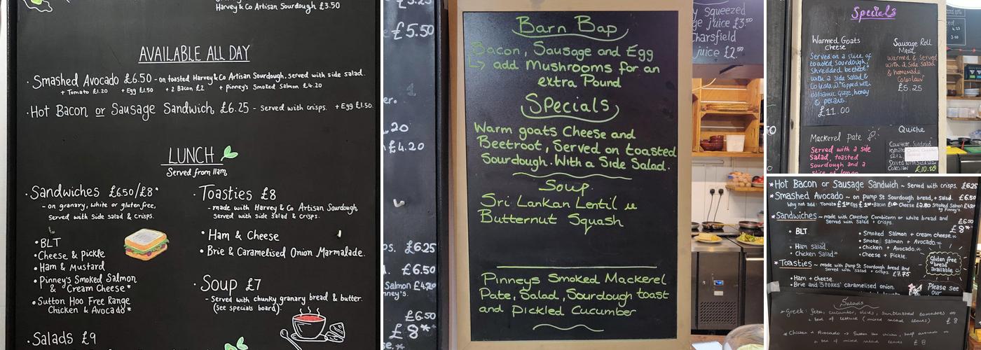 The Barn Café, Hasketon Menu