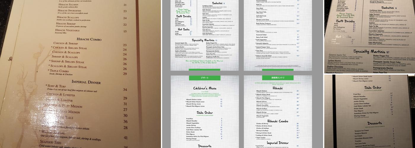 Wasabi Japanese Steakhouse Menu
