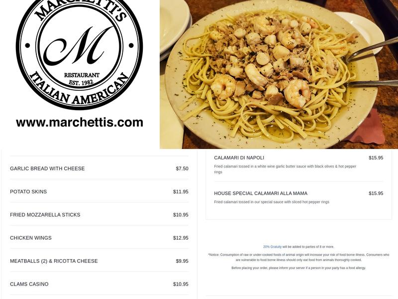 Marchetti's Restaurant Menu