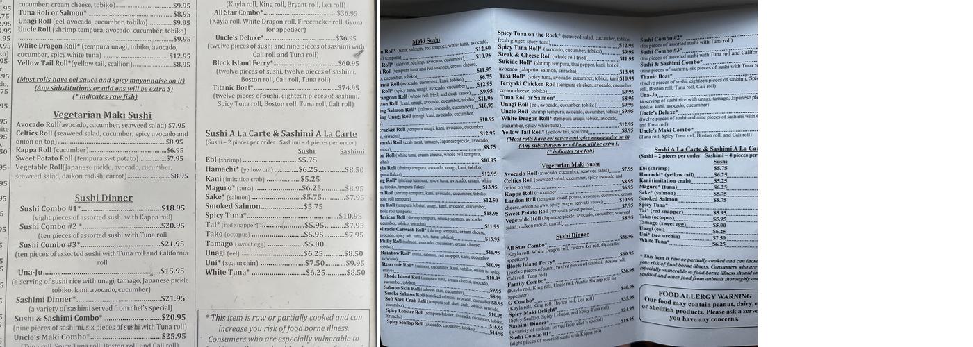 Uncle Sushi & Grill Menu