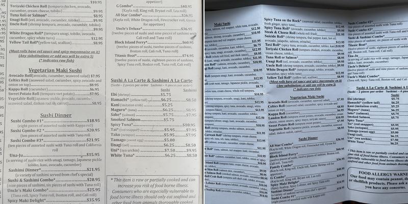 Uncle Sushi & Grill Menu