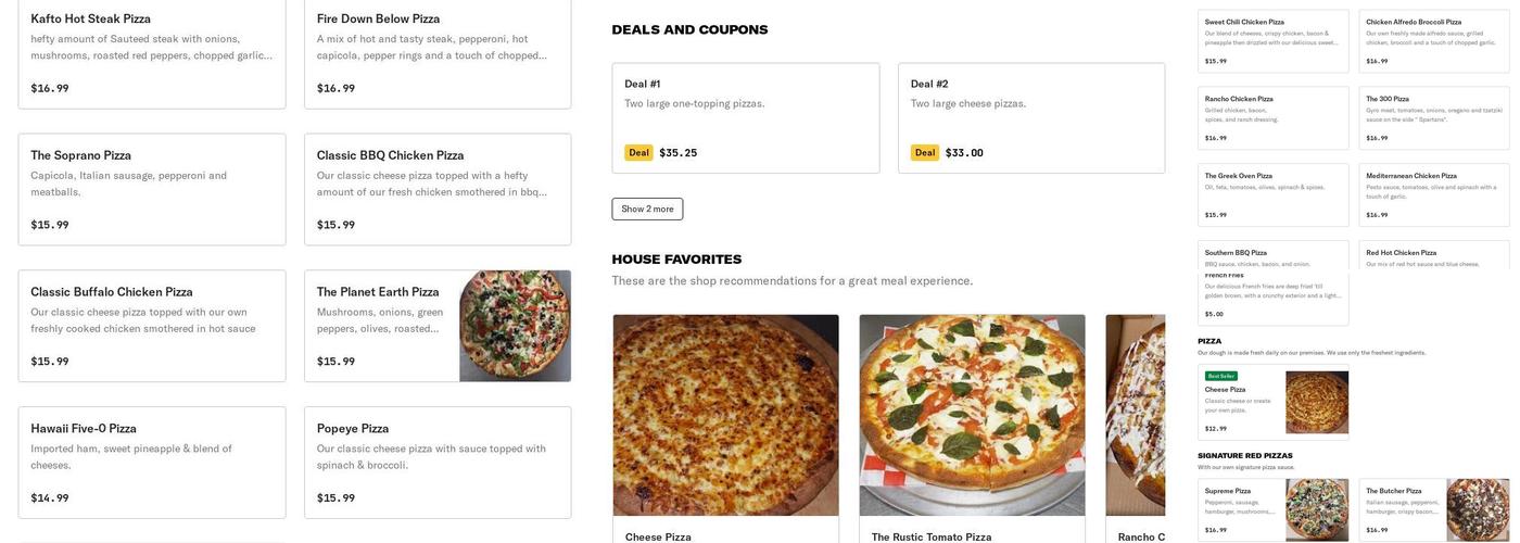 Cuzins Pizza Menu