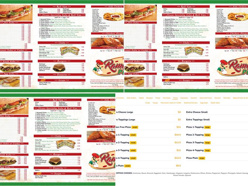 Ramon's Pizza Menu