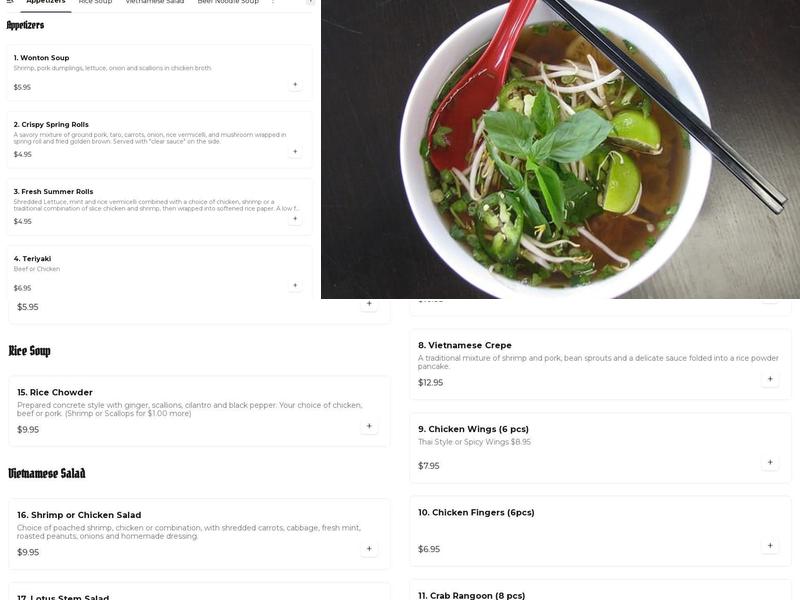 Pho Horn's Menu