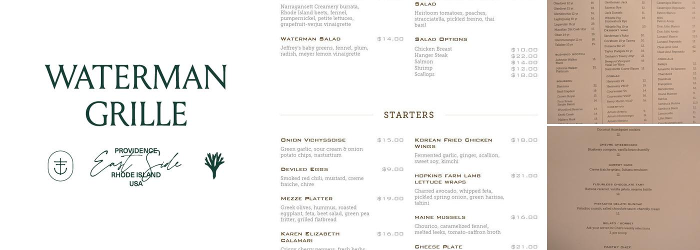 Waterman Grille Menu