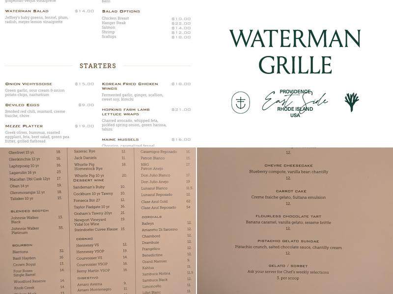Waterman Grille Menu