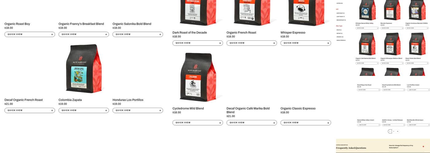 New Harvest Coffee Roasters Menu