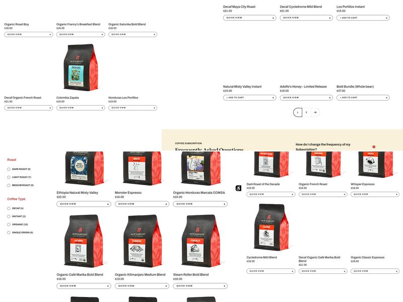 New Harvest Coffee Roasters Menu