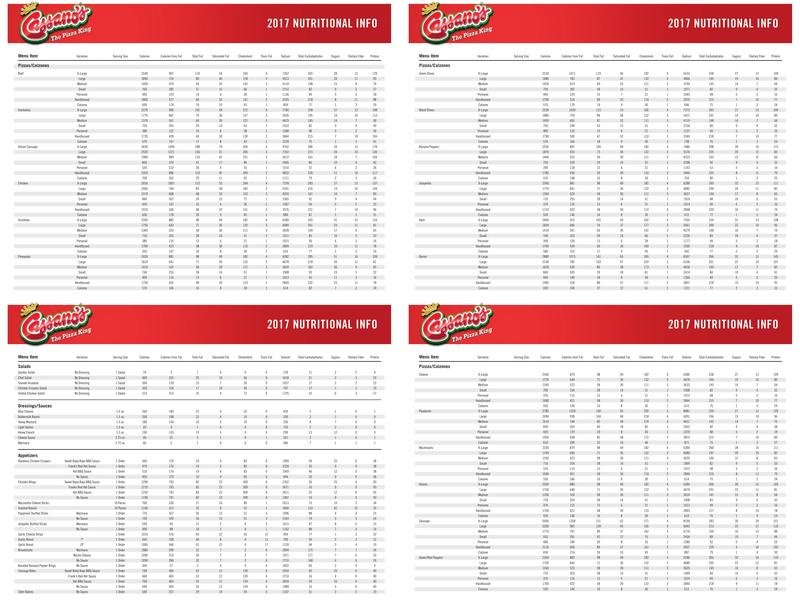 Cassano's The Pizza King Menu