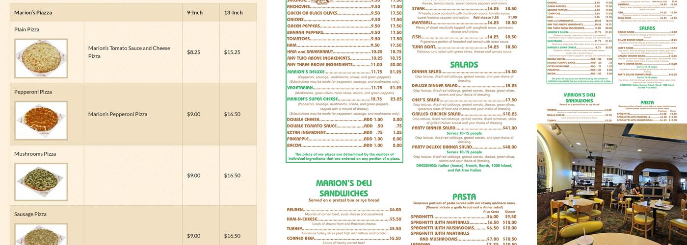 Marion's Piazza Menu