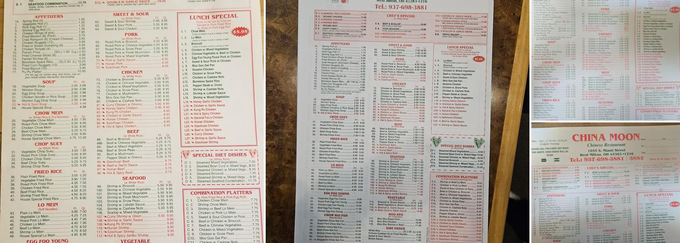 China Moon Menu
