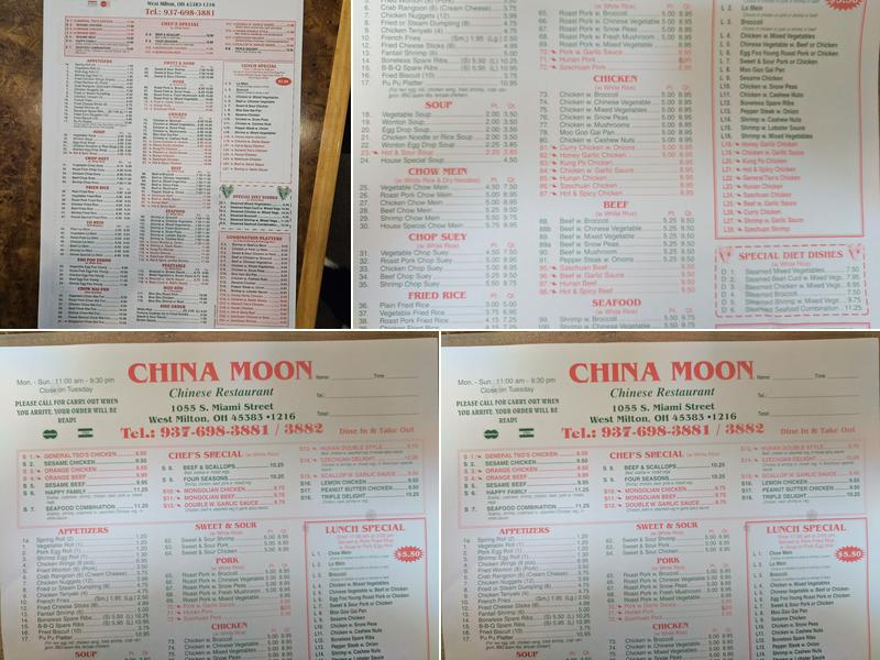 China Moon Menu
