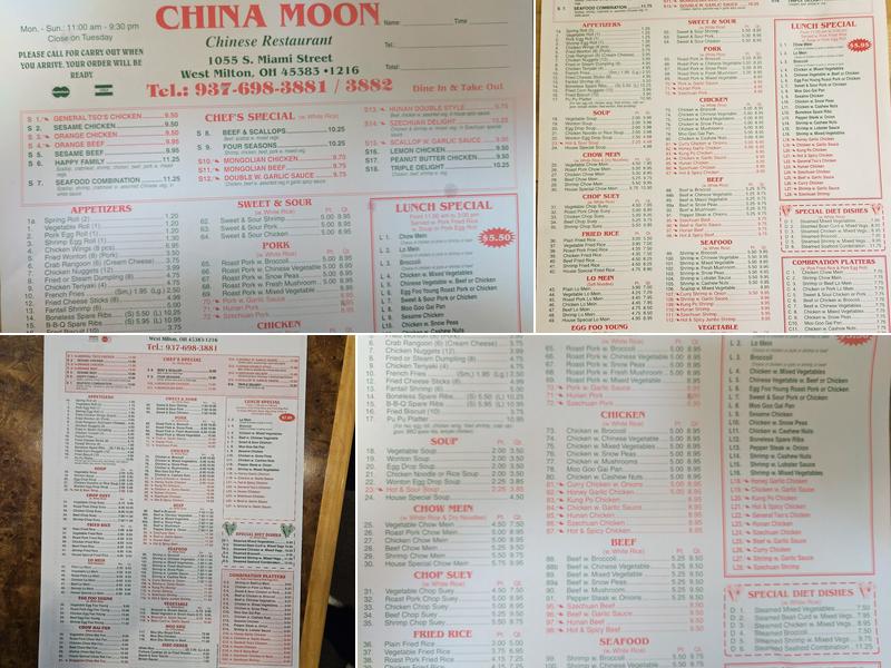 China Moon Menu