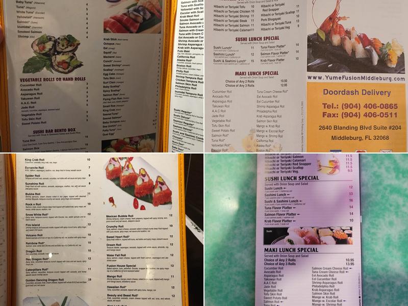 Yume Fusion Sushi & Grill Menu