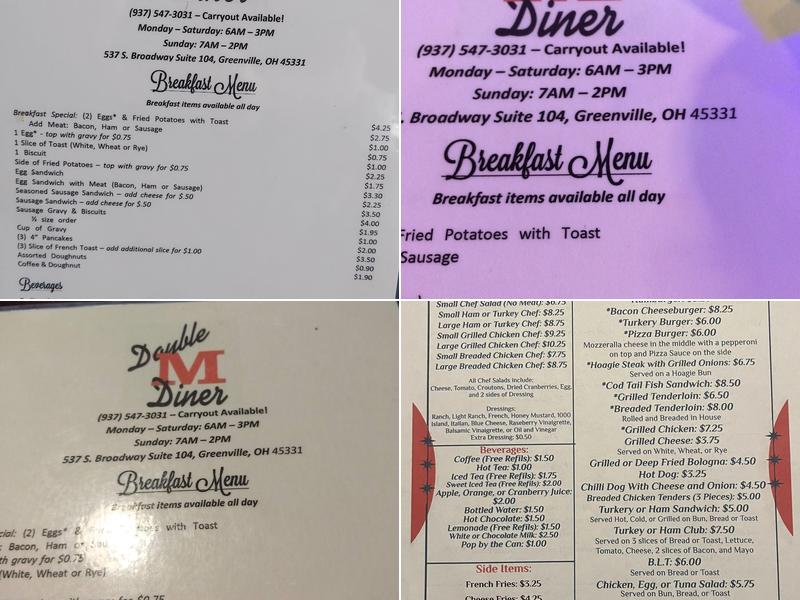 Double M Diner Menu