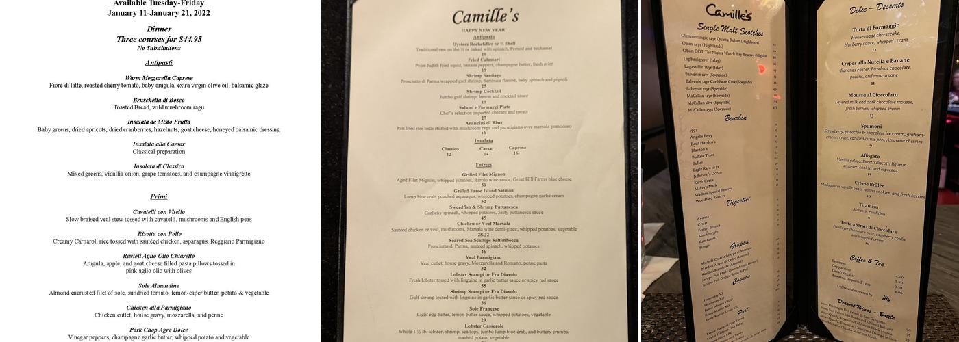 Camille's Menu