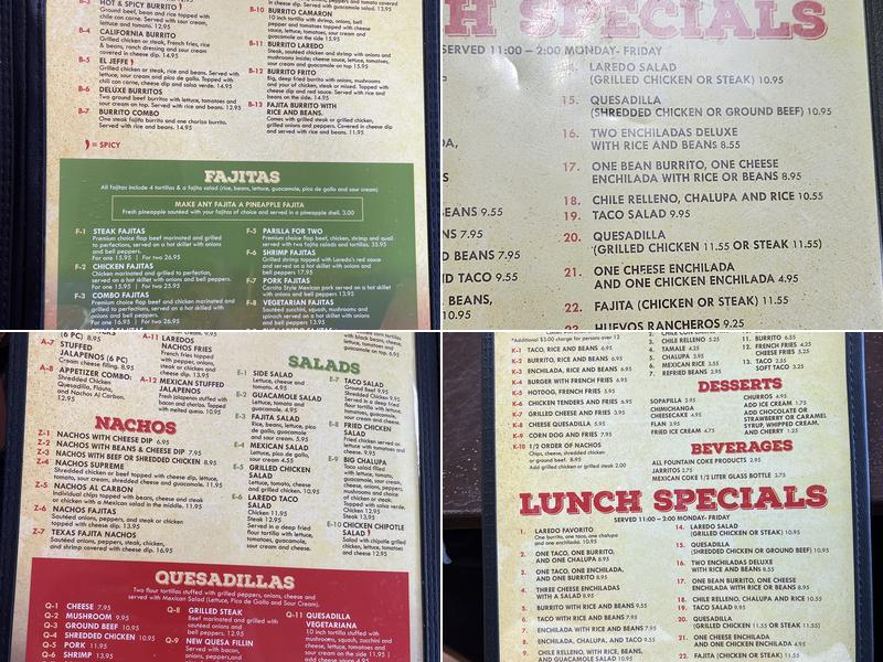 Laredo's Mexican Restaurant Menu