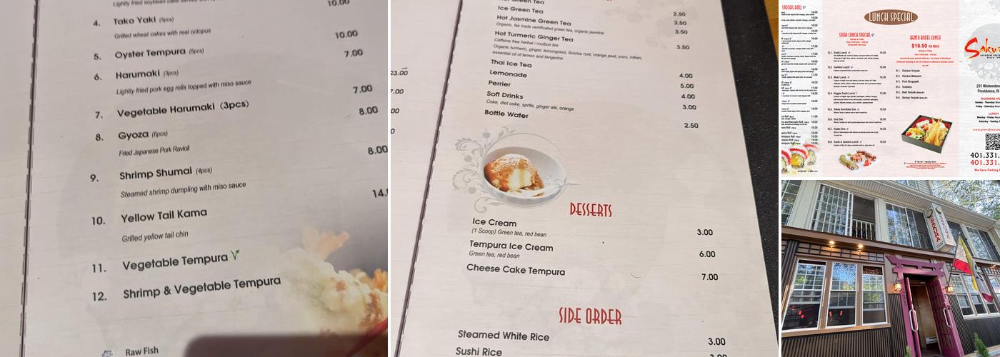 Sakura Restaurant Menu