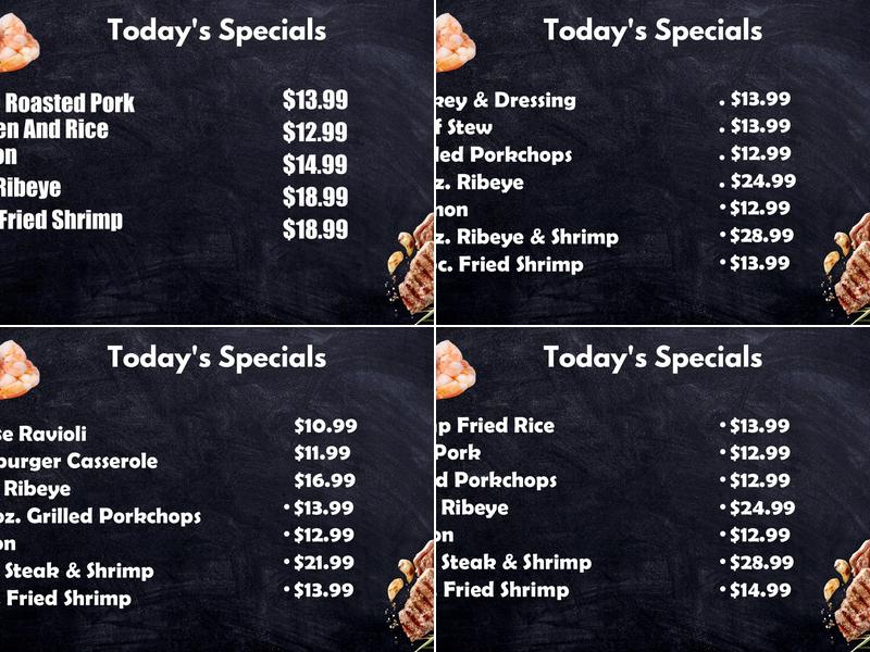 Fraser's Corner Cafe Menu