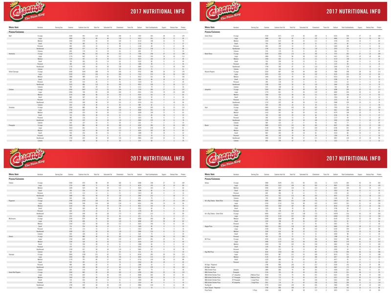 Cassano's The Pizza King Menu