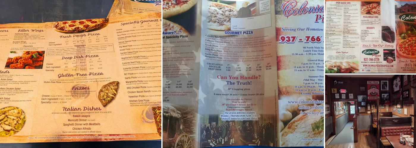 Colonial Pizza Menu