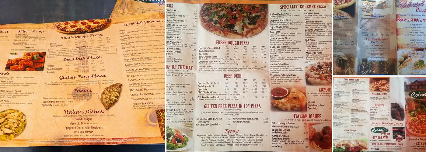 Colonial Pizza Menu