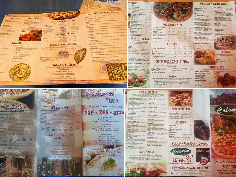 Colonial Pizza Menu