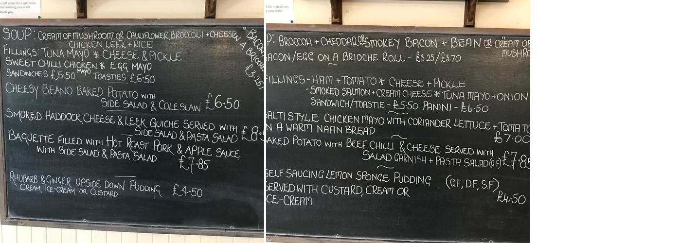 Edzell Tweed Warehouse - The Tweedie Menu
