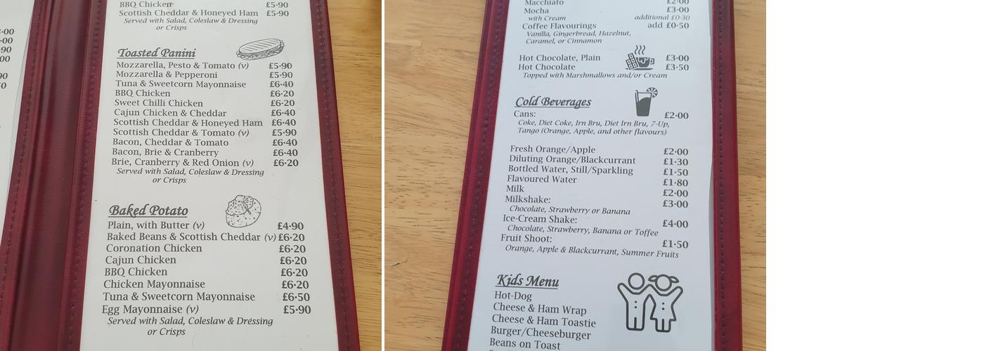 A Cup Above Menu