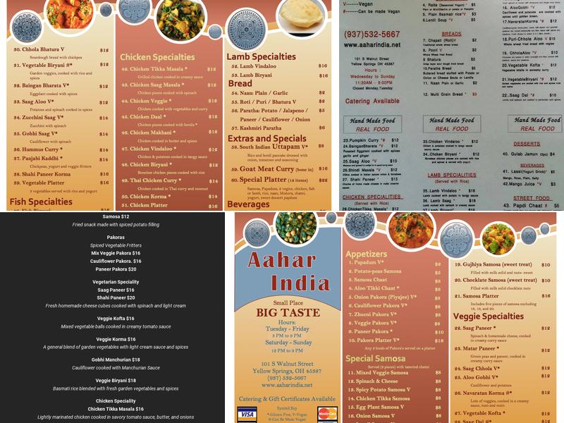 Aahar India Menu