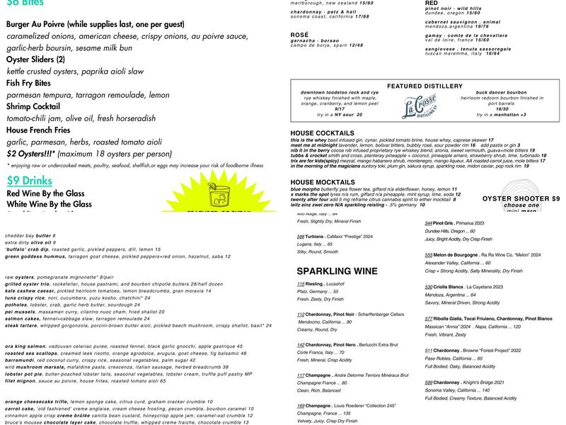 Third Coast Provisions Menu