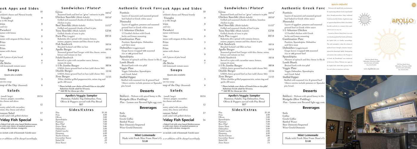 Apollo Cafe Menu