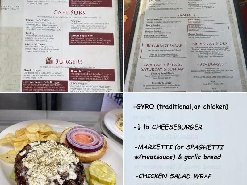 Corner Cafe Restaurant Menu