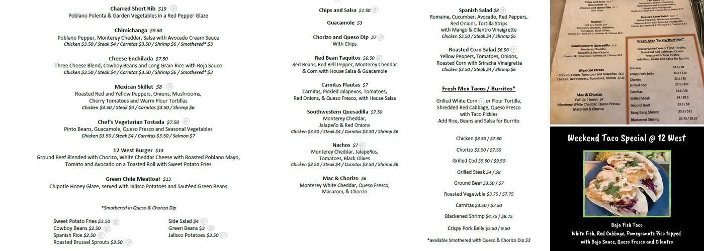 12 West Menu