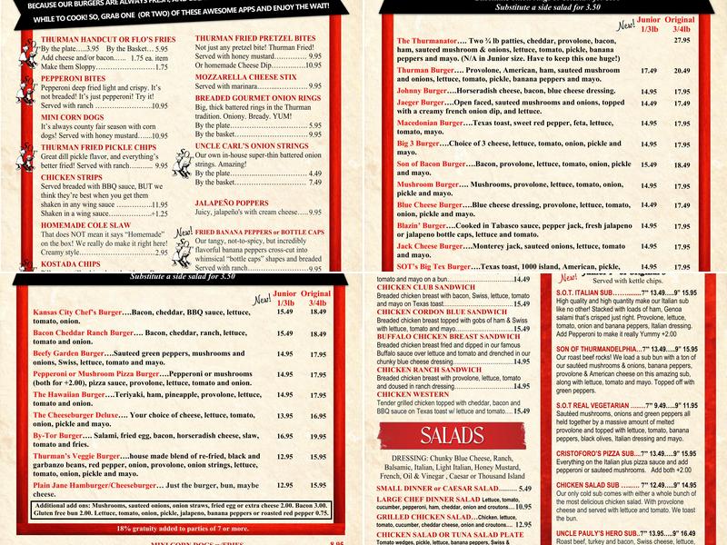 Son of Thurman Menu