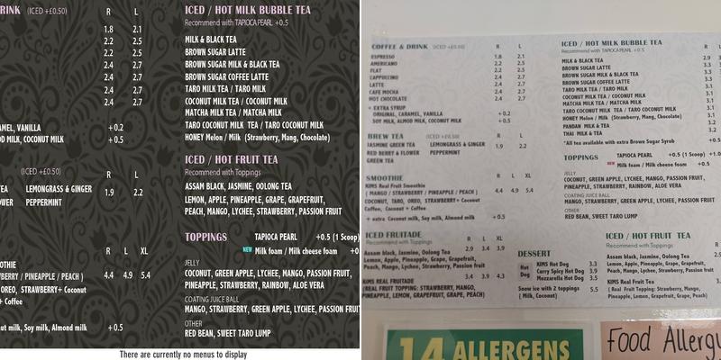 Manna 40 Café Menu