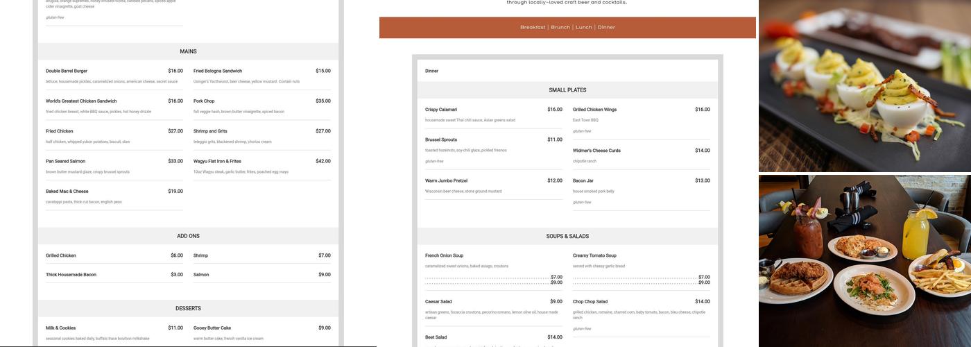 East Town Kitchen + Bar Menu