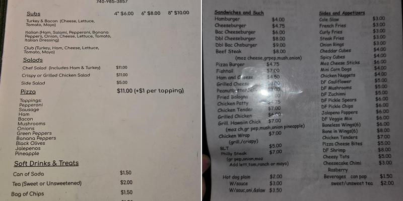 Summerfields Restaurant Menu