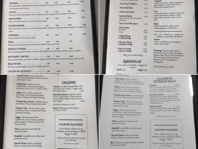 Bogg's Pizza & Grill Menu
