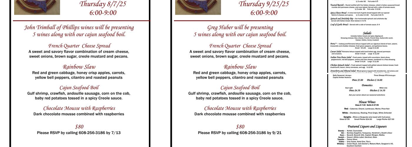 Porta Bella Italian Restaurant Menu